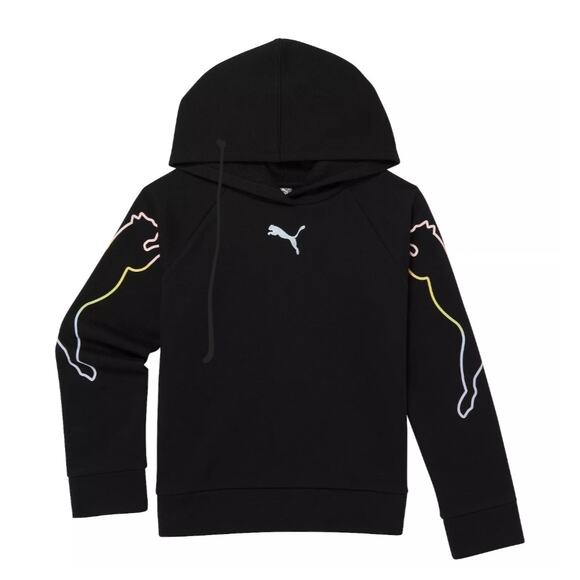 Puma Girls PUMA Motion Pullover Black Hoodie Sweatshirt Size Large - Picture 1 of 5